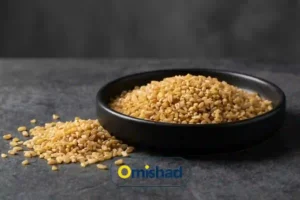 بلغور گندم اصفهان عمده 3 کاسه مشکی حاوی بلغور گندم اصفهان عمده با دانههای خردشده یکنواخت روی سطح تیره.