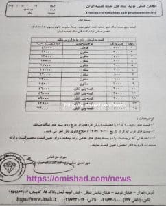 لیست جدید قیمت نمک