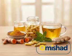دمنوش زردچوبه امیشاد همراه با کپسول و ریشه تازه