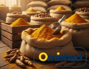 کیسه زردچوبه قلم و پودر عمده امیشاد با رنگ طلایی