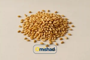 تجارتخانه گندم 6 دانههای گندم سالم و تمیز با رنگ طبیعی، چیدهشده بهصورت فله روی سطح روشن.